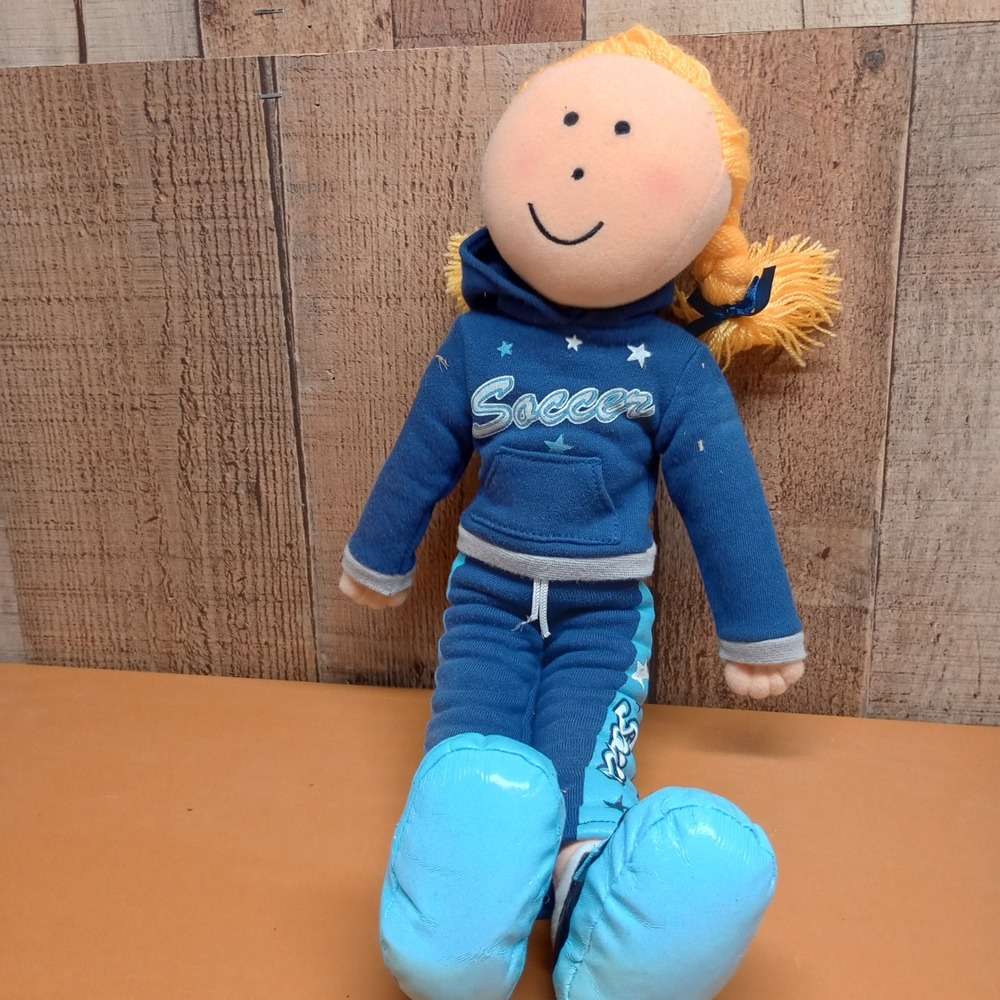 Manhattan Toy Groovy Girls Soccer Doll Blue Sweatsuit Blonde Braids Plush Toy